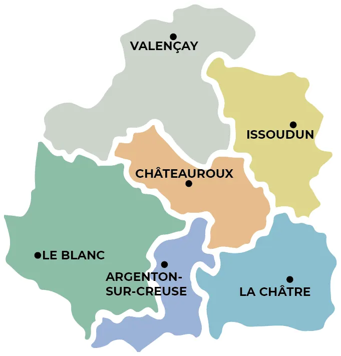 Carte de l'Indre où Alavi 36 intervient